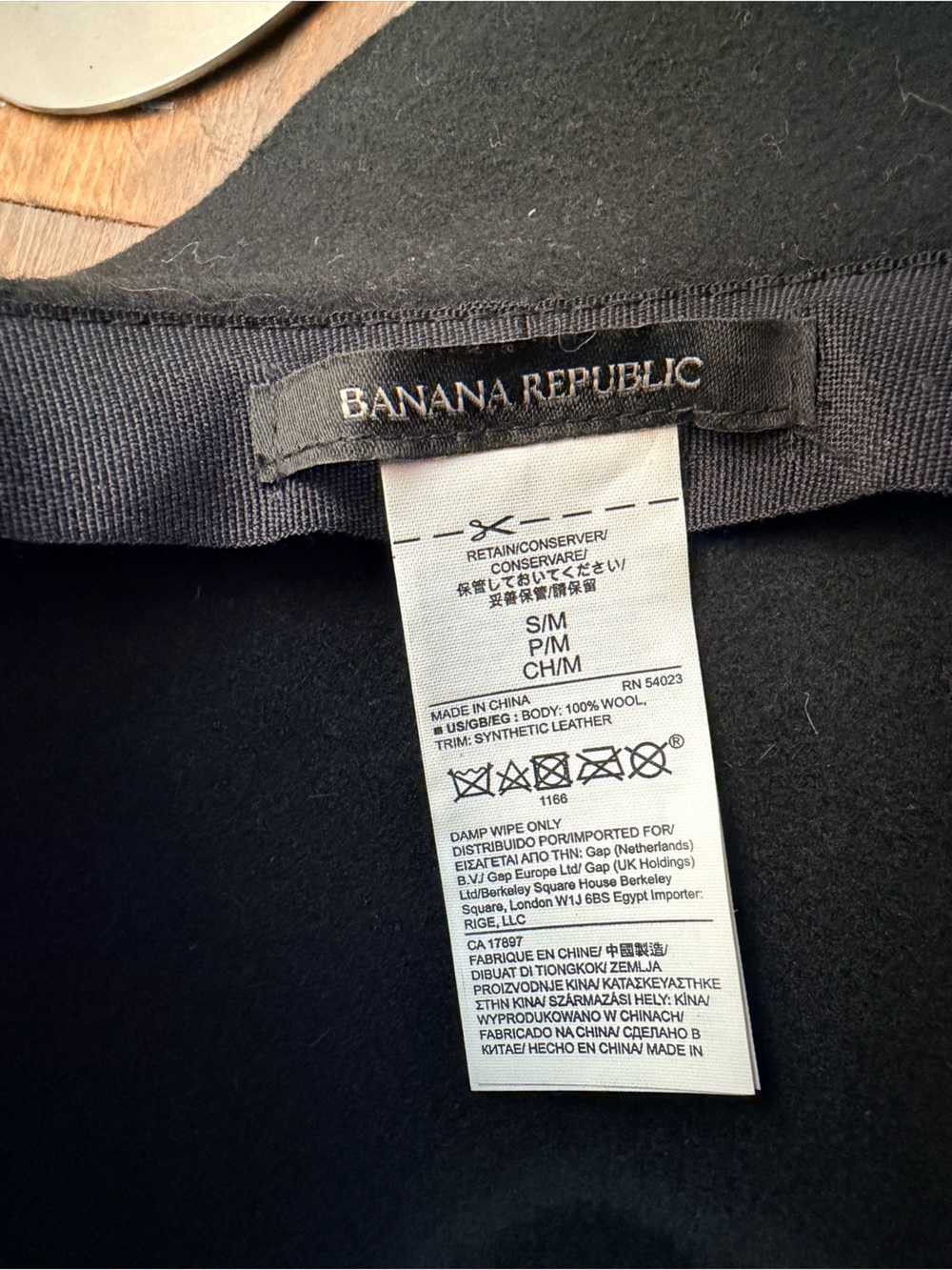 Banana Republic Black 100% Wool Wide Brim Fedora Rancher Hat S/M - Picture 4 of 8